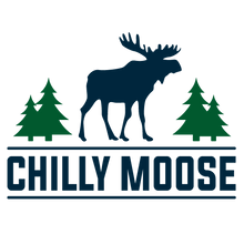 Logo of Chilly Moose with a moose silhouette and trees on a white background