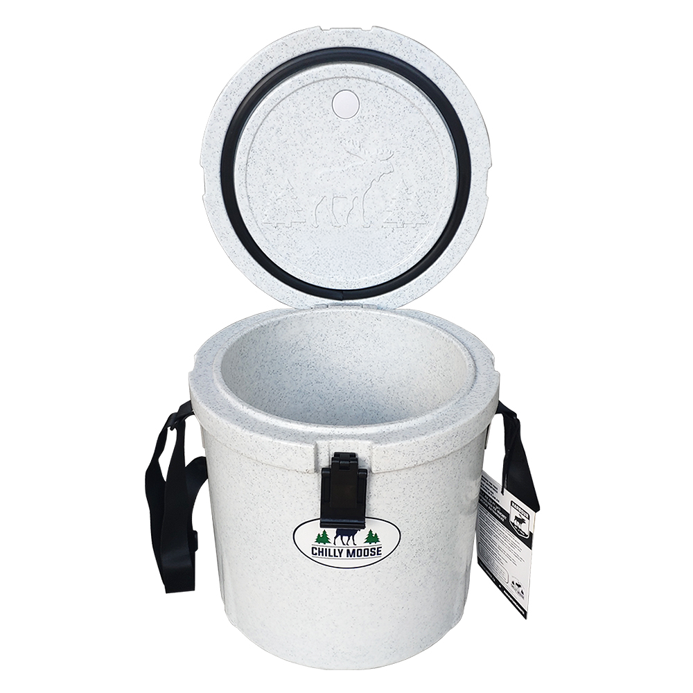 Harbour Bucket Cooler 12L in Limestone – Chilly Moose – open lid front view #colour_limestone