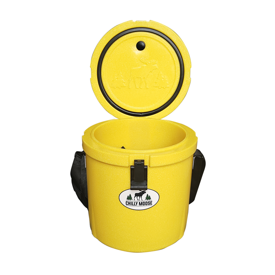 Harbour Bucket Cooler 12L in Sunrise – Chilly Moose – open lid front view #colour_sunrise