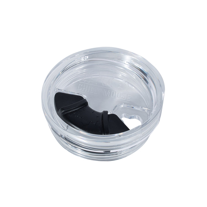 Magnetic Slider 14oz Brent Tumbler Lid – Chilly Moose – Top view with slider closed #colour_clear