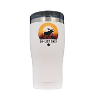 Eh-List Only 580mL Tumbler – Chilly Moose – White tumbler with moose sunset logo, front view #colour_white