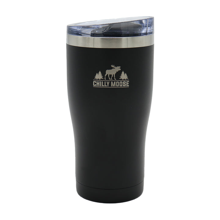Born to Hunt Algonquin Tumbler 580mL in Midnight – Chilly Moose – Front view with logo #colour_midnight