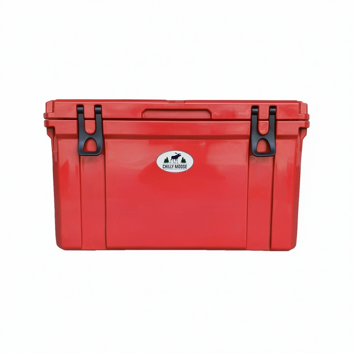 55L Chilly Ice Box Cooler in Canoe Red – Chilly Moose –Lid CLosed #colour_canoe-red