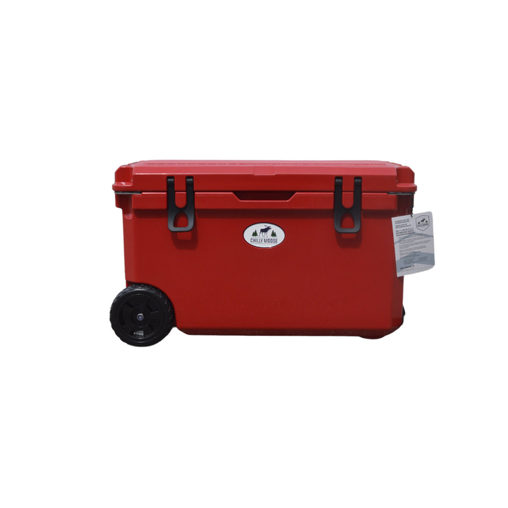 Open Box 55L Wheeled Explorer in Canoe Red – Chilly Moose – Front View 