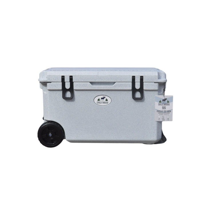 Open Box 55L Wheeled Explorer in Limestone – Chilly Moose – Front View 