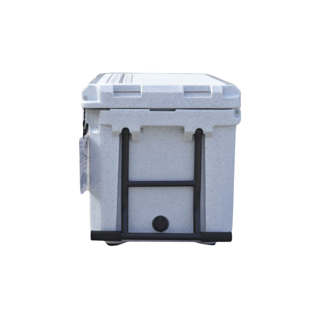 Open Box 55L Wheeled Explorer in Limestone – Chilly Moose – Back View showing handle 