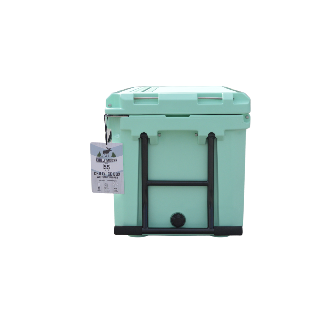 Open Box 55L Wheeled Explorer in Southampton – Chilly Moose – Back View showing handle 