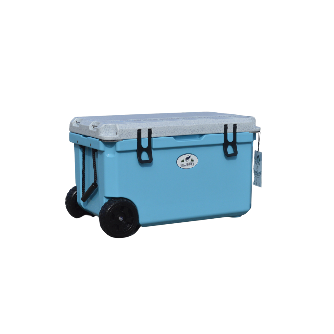 Open Box 55L Wheeled Explorer in Tobermory – Chilly Moose – Angled Side View 