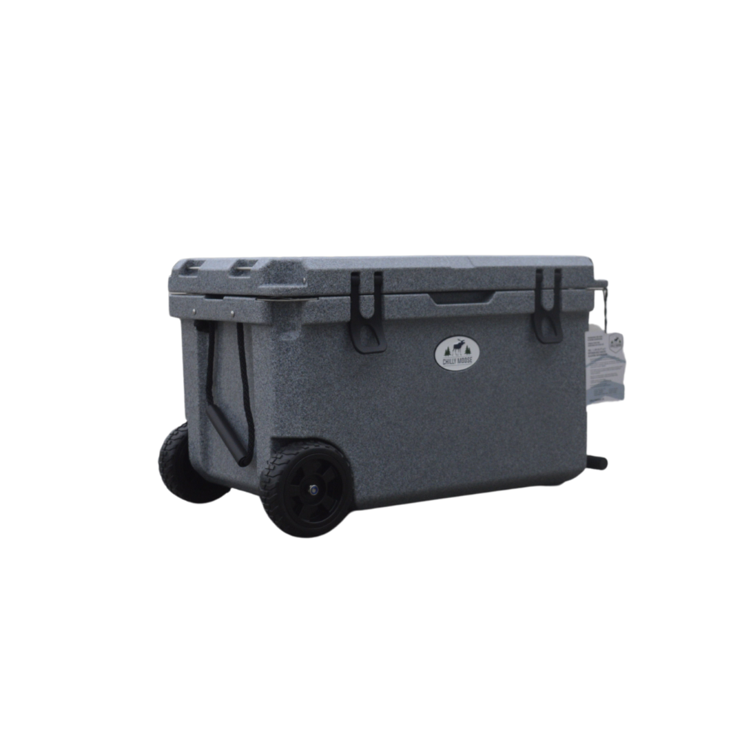 Open Box 55L Wheeled Explorer in Moonstone – Chilly Moose – Side angle 