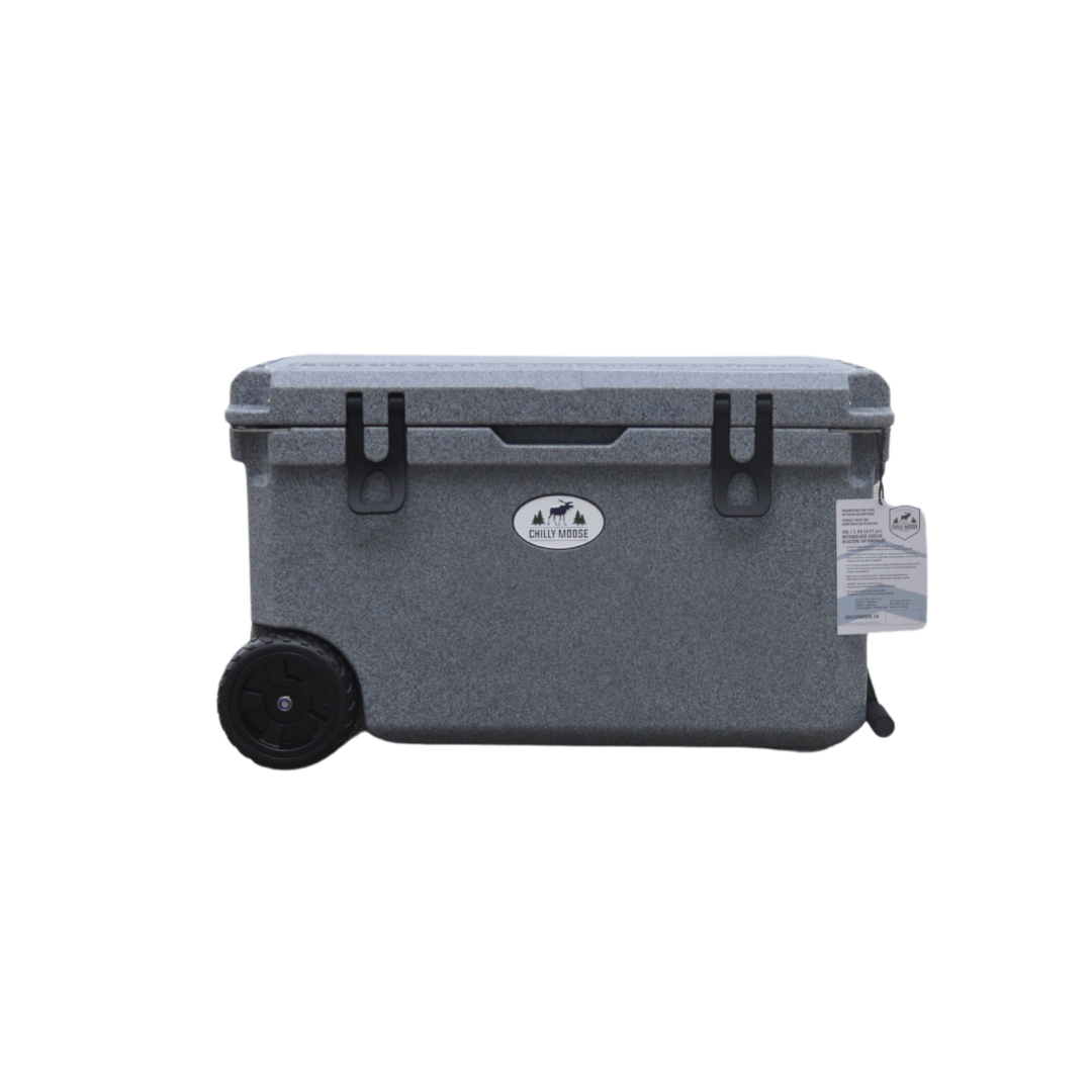 Open Box 55L Wheeled Explorer in Moonstone – Chilly Moose – Front view 
