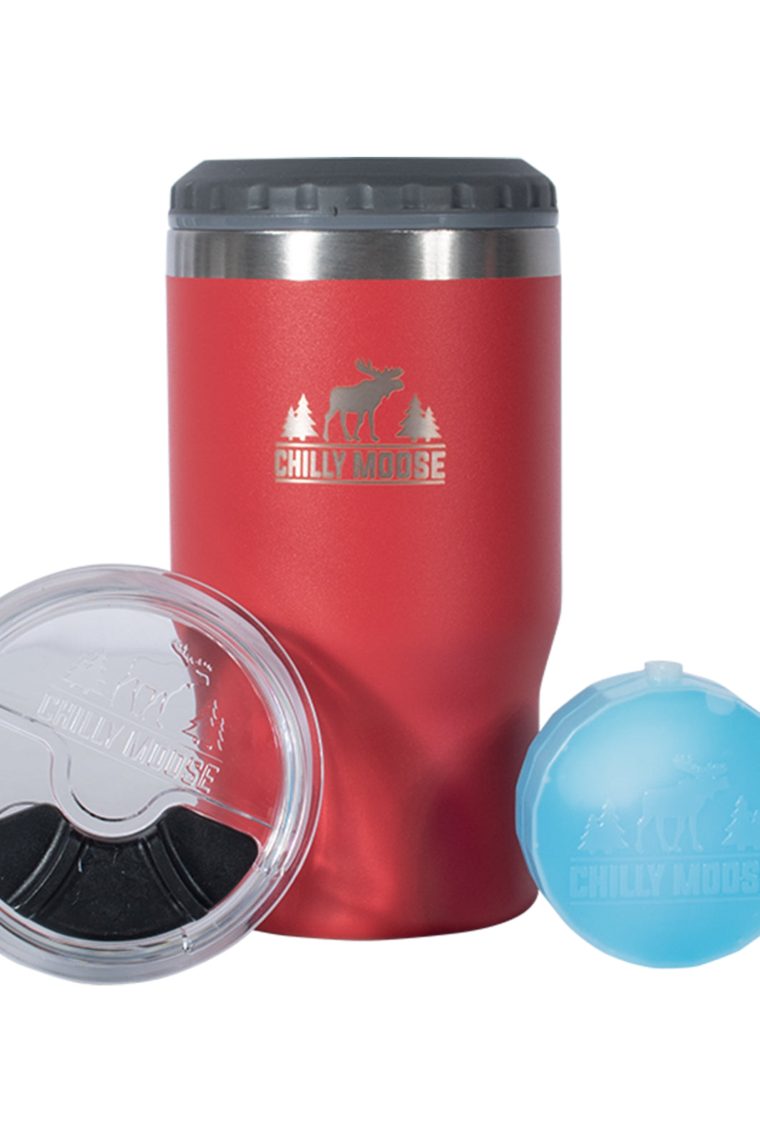 Brent Insulator & Tumbler 410mL in Canoe Red – Chilly Moose – With slider lid and ice pack #colour_canoe-red