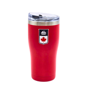 Curling Canada Tumbler 590mL in Canoe Red – Chilly Moose – Front View #colour_canoe-red