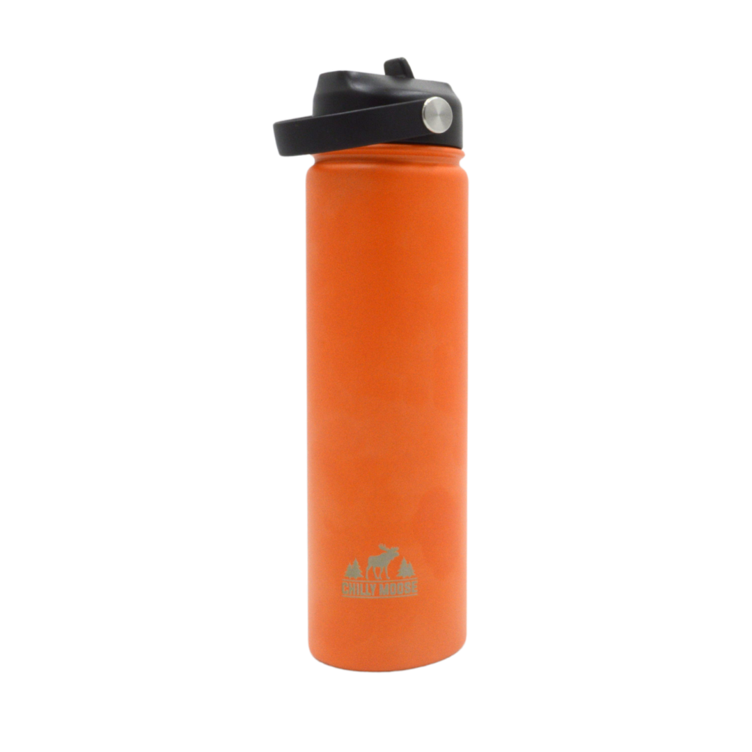 Brunswick Bottle 24oz – Chilly Moose – orange flip-top front view