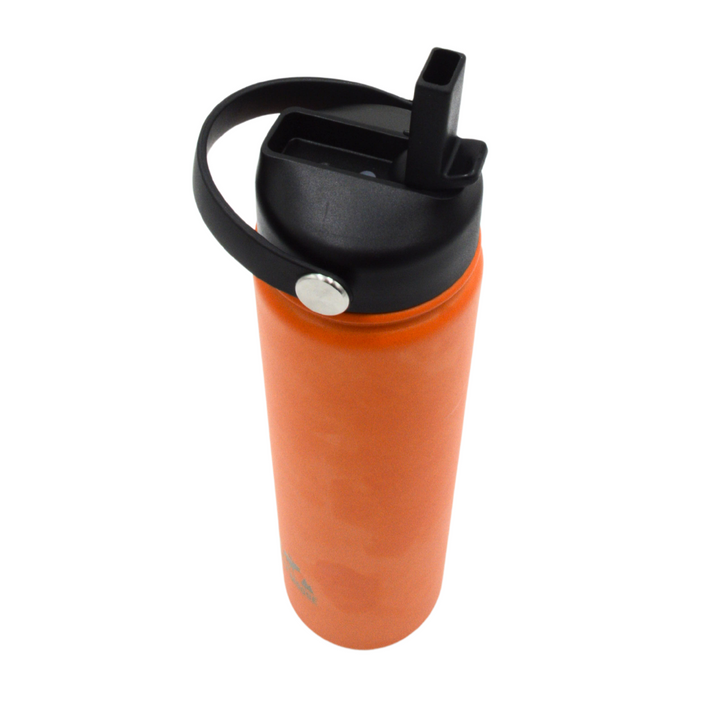 Brunswick & Portage Flip Lid in Orange – Chilly Moose – Angled view on bottle #colour_orange
