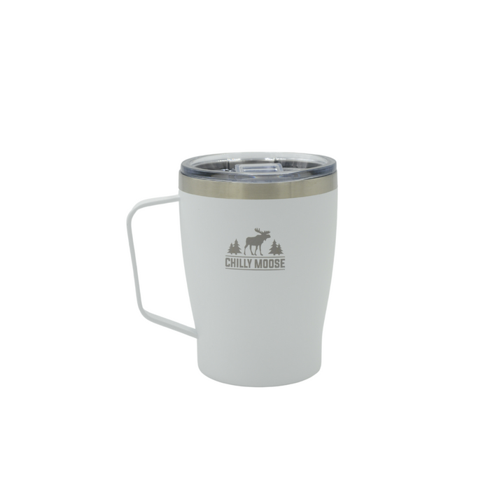 Canisbay Mug 17oz in Frost White – Chilly Moose – front view with logo #colour_frost-white
