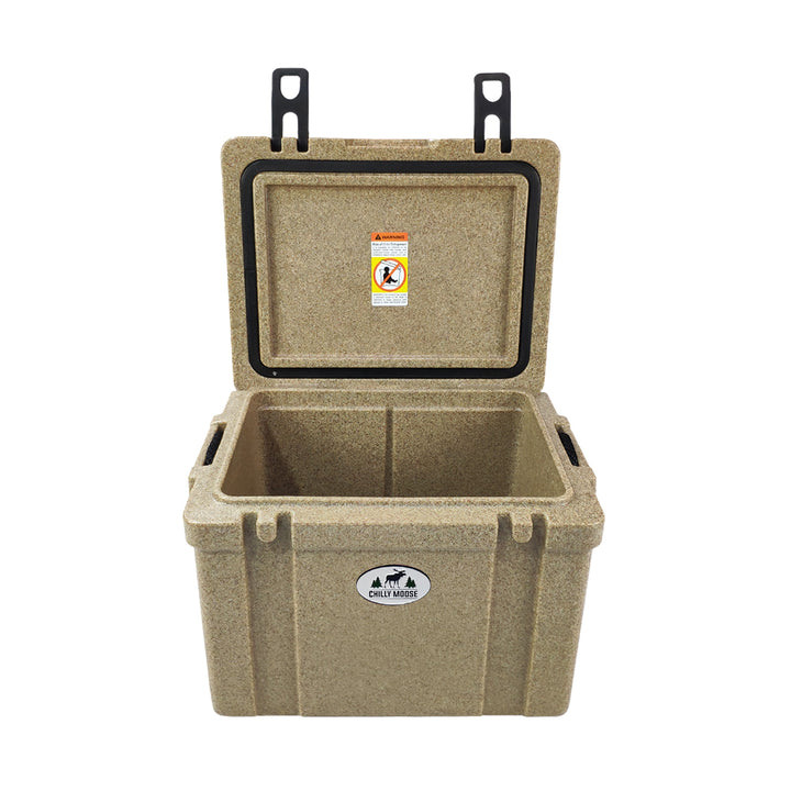 Beige cooler box with open lid on a white background #colour_granite