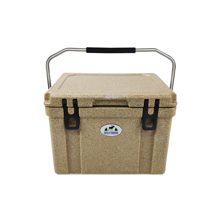 Beige cooler box with a handle on a white background #colour_granite
