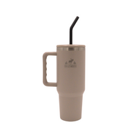 Classic Summerhill 40oz Tumbler in Dune – Chilly Moose – Front View with Straw #colour_dune
