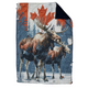 Oh Canada Ultralight Puffy Blanket – Chilly Moose – Flat lay moose flag design #colour_oh-canada