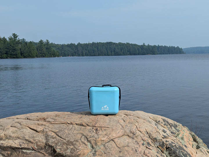 9L Cabot Cooler Cube in lake – Chilly Moose – lifestyle in national park #colour_lake