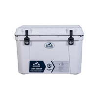 52L Cabin Cooler – Chilly Moose – Front view in white with black latches and capacity badge #colour_white