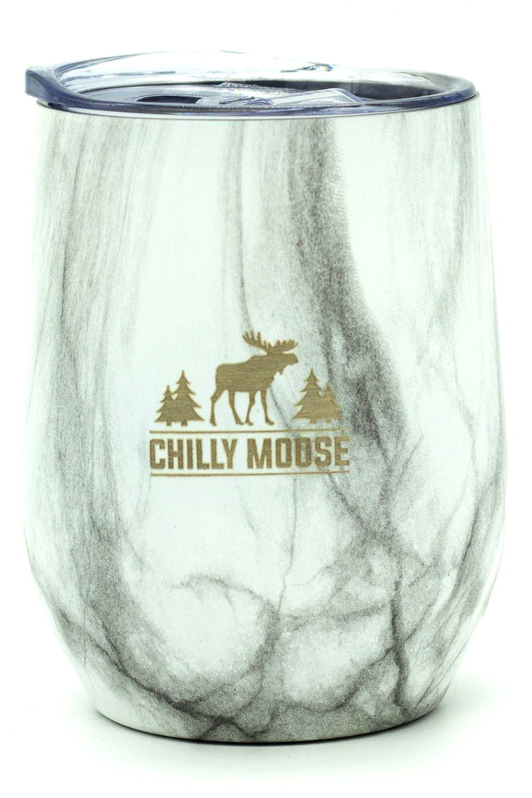 Boathouse Tumbler 12oz in Harbour White – Chilly Moose – front view with clear lid #colour_harbour-white