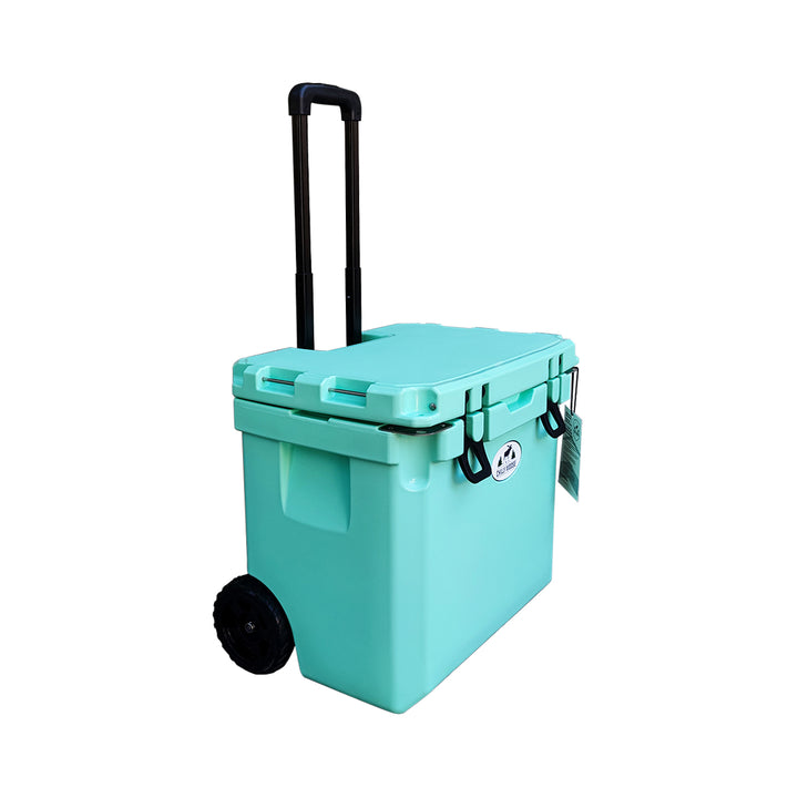 35L Wheeled Explorer Ice Box Open Box in Southampton – Chilly Moose – side angle showing side handles #colour_southampton