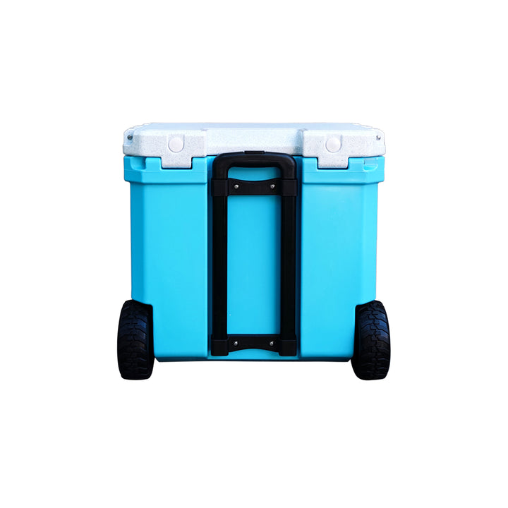 Open Box 35L Wheeled Explorer in Tobermory – Chilly Moose – Back view showing wheels and handle #colour_tobermory