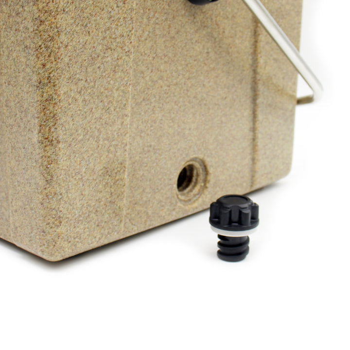 Chilly Ice Box Drain Plug removed from a 25L Chilly Ice Box in Granite.