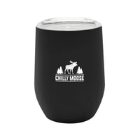 Boathouse Tumbler 12oz in Midnight – Chilly Moose – front view with white logo #colour_midnight