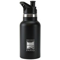Ontario Parks Jasper Bottle 14oz in Midnight – Chilly Moose – Ontario Parks logo side #colour_midnight